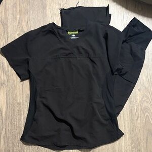 Avenue Black V-Neck Scrub Set